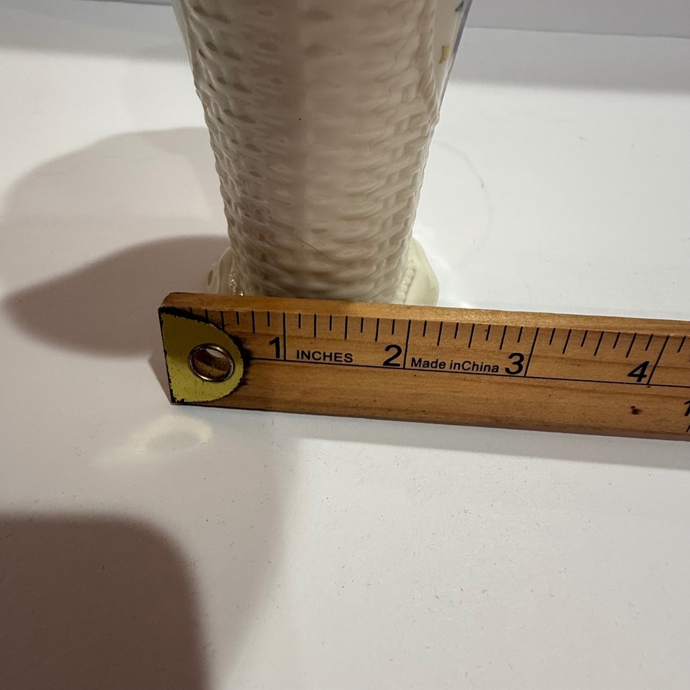 Lenox Springtime Bouquet Ivory China Basketweave Floral Fan Vase Gold Trim USA - Picture 9 of 9